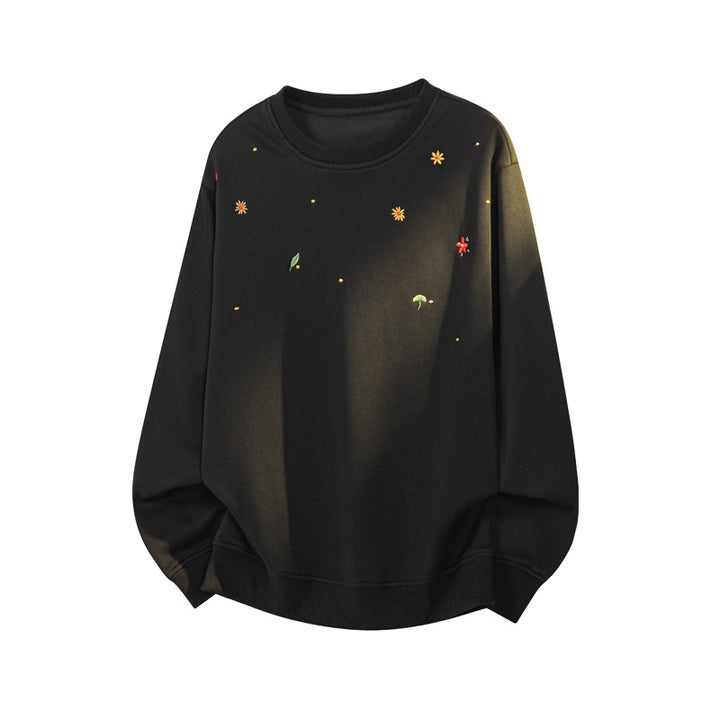 Women's Sports Sweatshirt with Floral Embroidery Mune Fashion