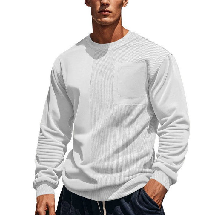 Men's Long Sleeve Textured Sweatshirt with Chest Pocket and Rib Detail Mune Fashion
