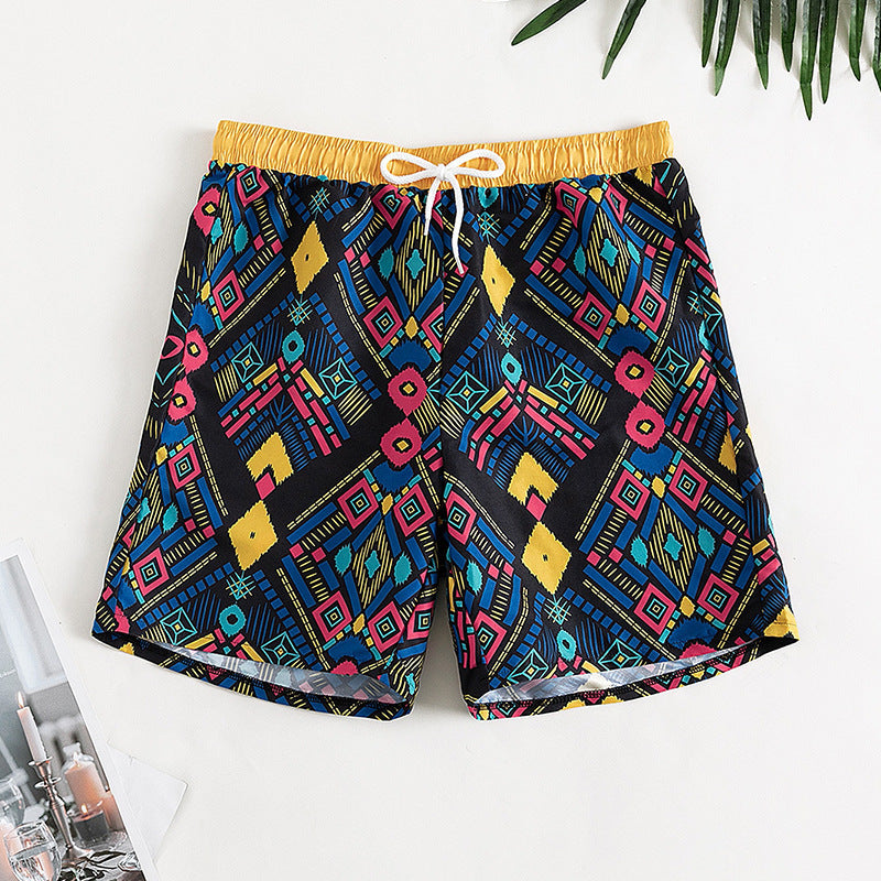 Women's swim shorts with colorful geometric pattern Mune Fashion