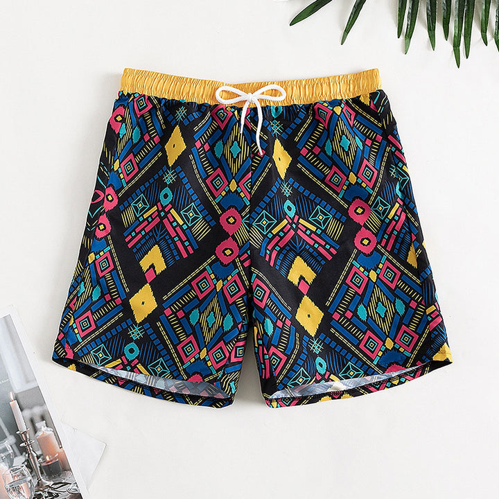 Women's swim shorts with colorful geometric pattern Mune Fashion