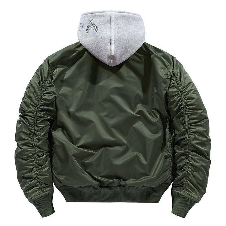Men's bomber jacket with removable hood inner lining and quilted thermal insulation Mune Fashion