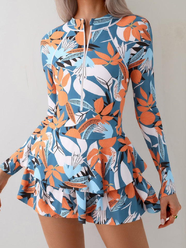 Women's Long Sleeve Swimsuit with Voluminous Skirt Mune Fashion