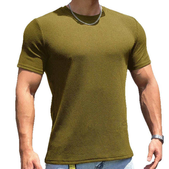 Men's structured t-shirt in slim fit with round neck Drune