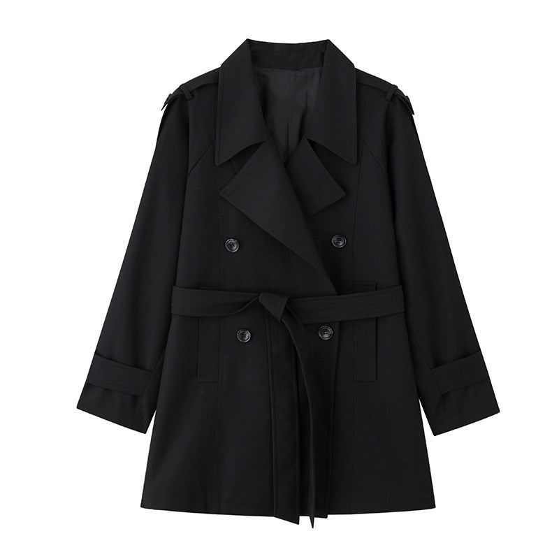 Women Elegant Trench Coat with Waist Belt Mune Fashion