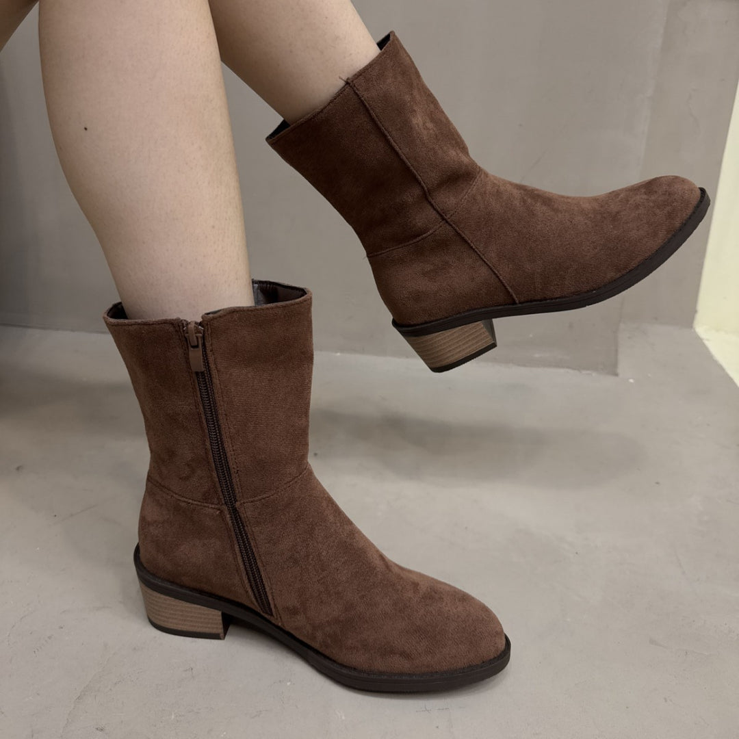 Women Elegant Ankle Boots with Block Heel Mune Fashion