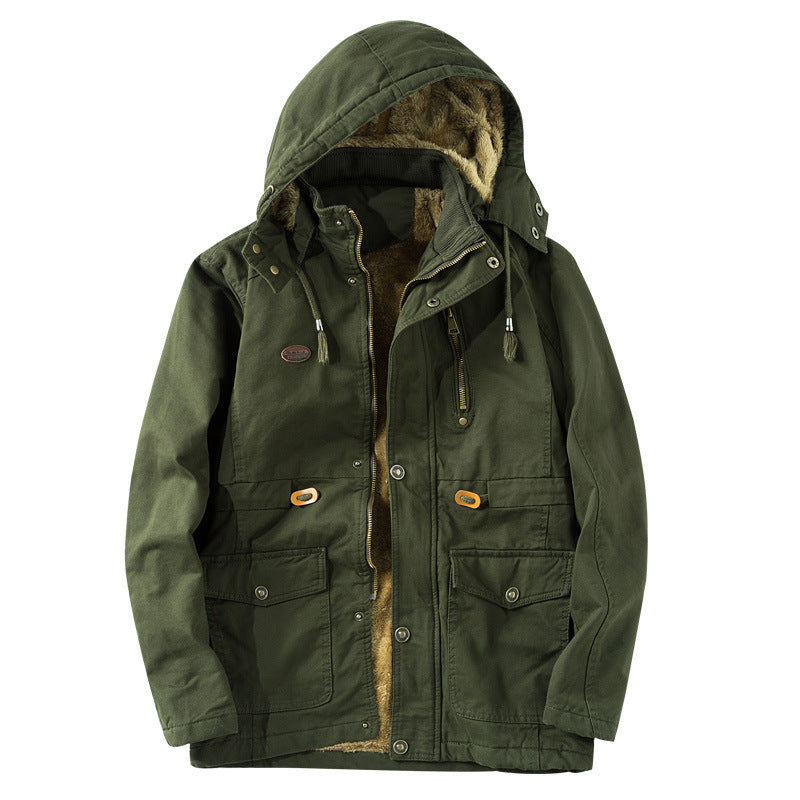 Men's Thermo-Canvas Parka with Faux Fur Lining, Hood and Multifunctional Pockets Mune Fashion