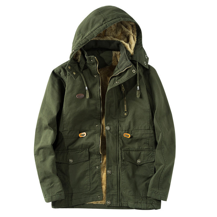 Men's Thermo-Canvas Parka with Faux Fur Lining, Hood and Multifunctional Pockets Mune Fashion