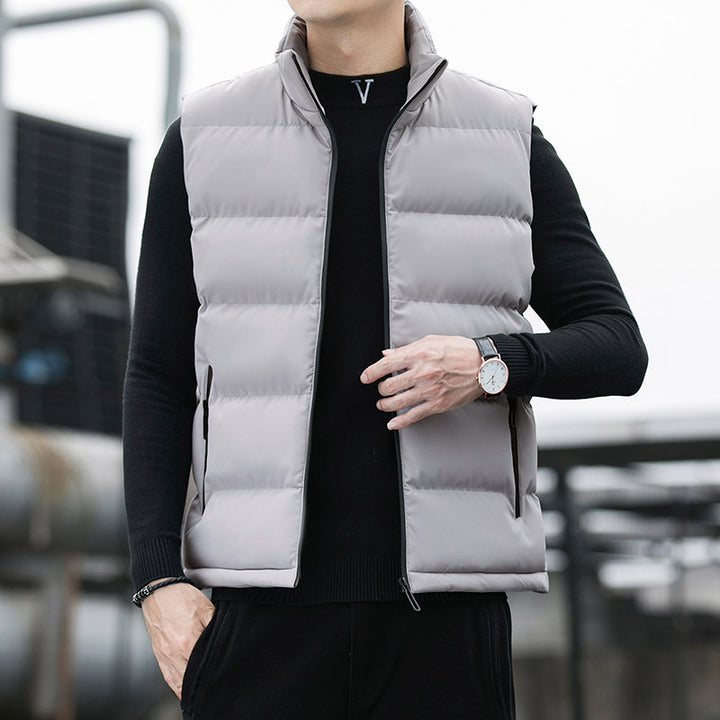 Men's padded quilted thermal vest with stand-up collar, side zip pockets & windproof exterior Mune Fashion