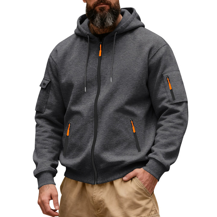 Men's functional hoodie sweat jacket with full zip and arm pocket Mune Fashion