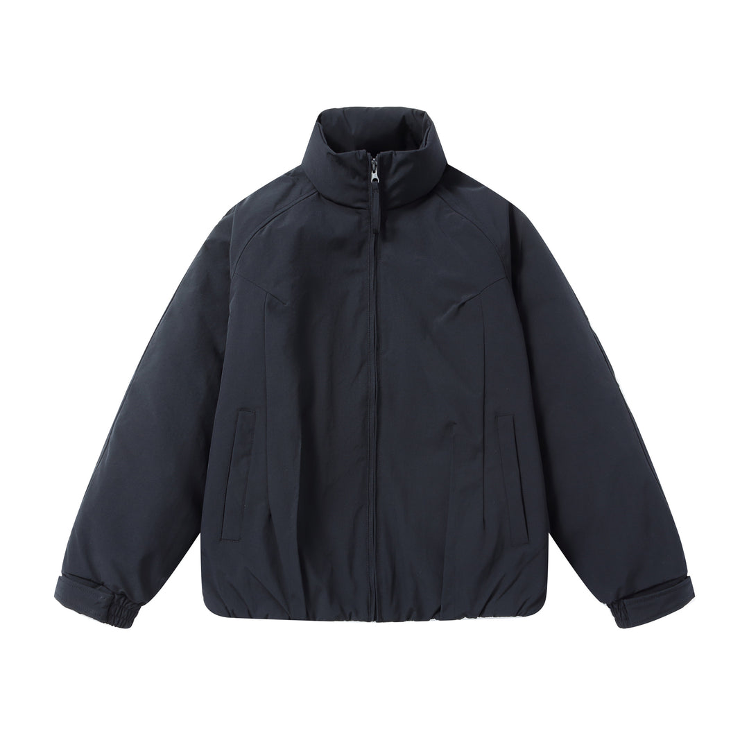 Men's short puffer jacket with protective stand-up collar, concealed zipper, and elastic hem Mune Fashion