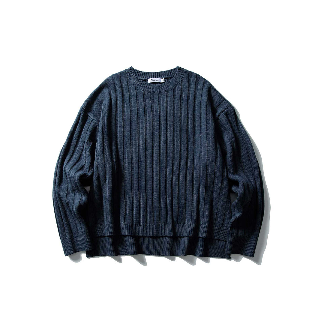 Unisex Coarse Ribbed Oversize Sweater with Round Neck