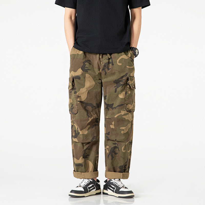 Men's Loose-Fit Cargo Pants in Army Style with Elastic Waistband, Drawstring, and Multifunctional Pockets Mune Fashion