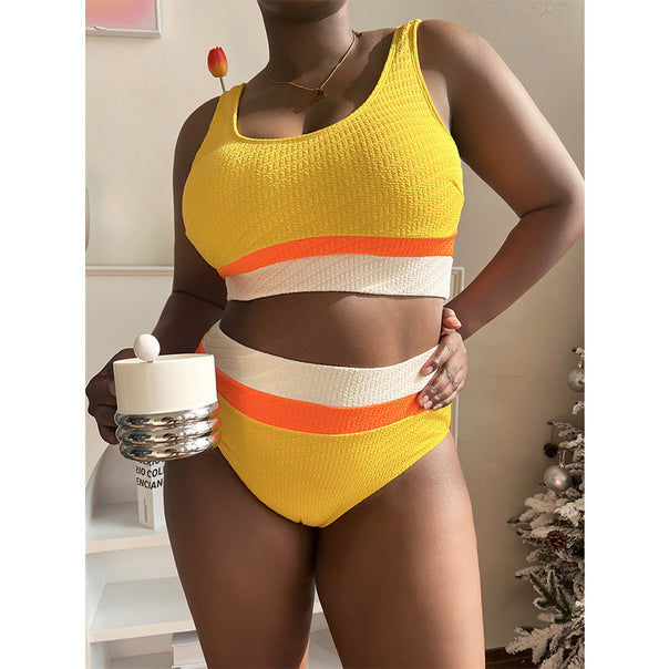 Women High Quality Sports Bikini with Trendy Color Blocks Mune Fashion