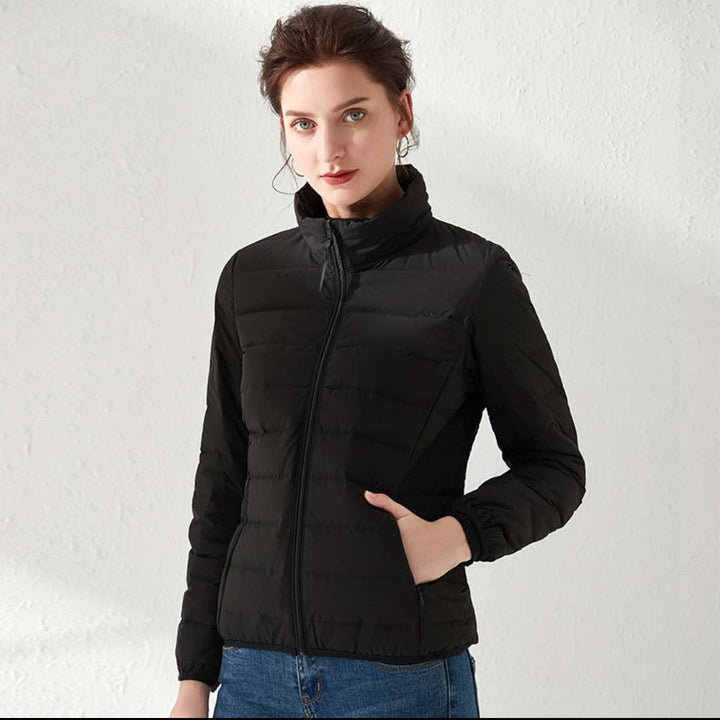 Women's Tailored Ultralight Padded Jacket with Stand-Up Collar and Slim Silhouette Mune Fashion