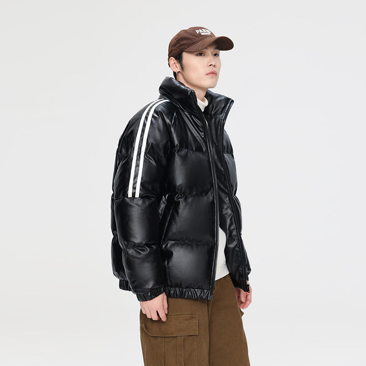Men's Padded Quilted Jacket in Oversize Sports Look with Contrast Stripes on the Sleeves Drune