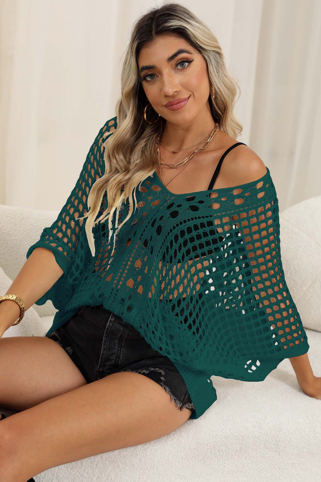 Ladies airy crochet overlay Mune Fashion