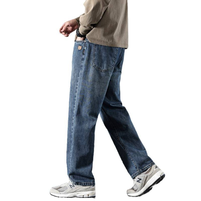 Men's Wide Straight-Leg Denim Jeans with Vintage Wash and Loose Fit Mune Fashion
