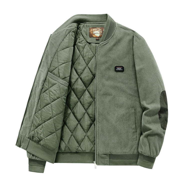 Men's quilted cord bomber jacket with padded lining and ribbed cuffs Mune Fashion