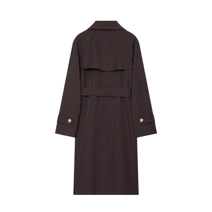 Women's elegant utility trench with wide lapels, belt tie and patch pockets Mune Fashion