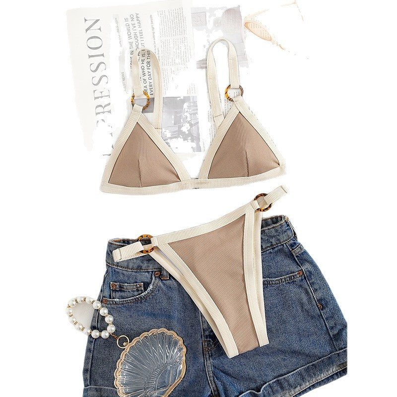 Women Triangle Bikini with elegant ring details and adjustable straps Mune Fashion