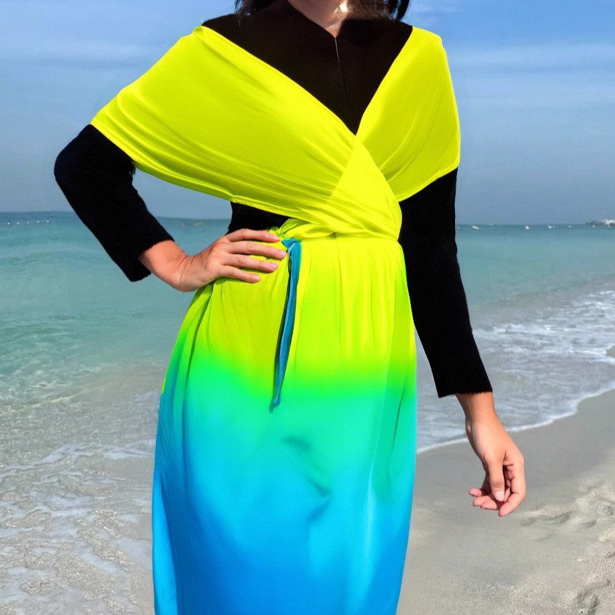 Women’s Beach Dress with Wrap and Gradient Mune Fashion