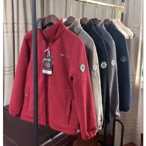Men's Warm Fleece Jacket with Stand-Up Collar, Zipper and Elastic Cuffs Mune Fashion