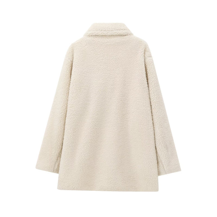 Women's Oversize Teddy Coat made of Faux Fur with Notched Collar and Boxy Silhouette Mune Fashion