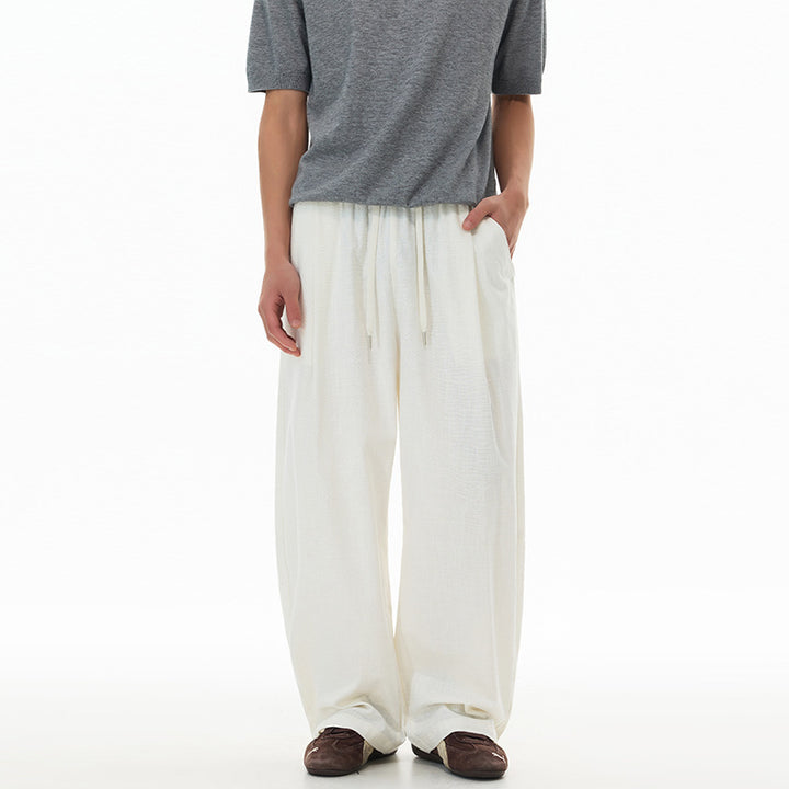 Men's Loose Linen-Cotton Pants with Drawstring and Pockets Mune Fashion