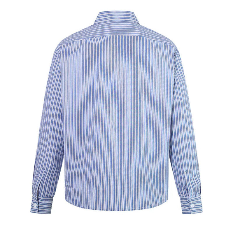 Men's Oversize Shirt made of cotton blend with fine stripes, Kent collar and chest pocket Mune Fashion