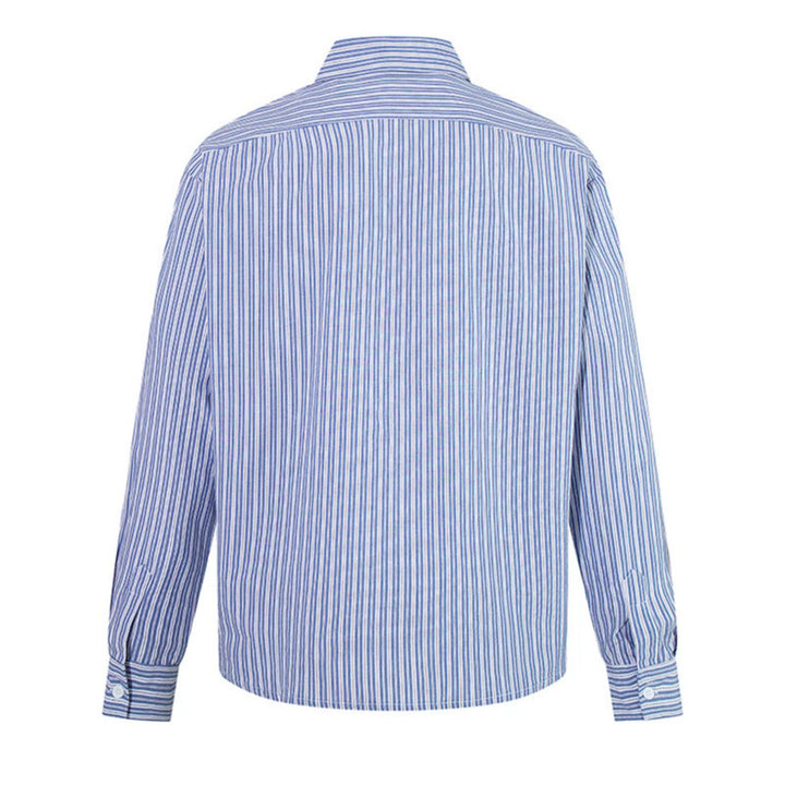 Men's Oversize Shirt made of cotton blend with fine stripes, Kent collar and chest pocket Mune Fashion