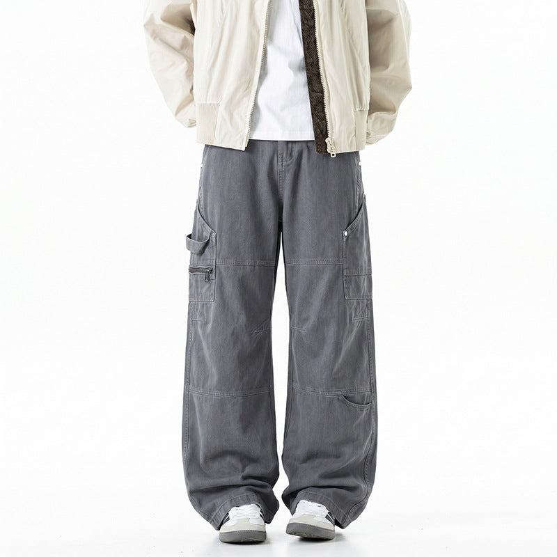 Damen Weite Utility-Cargo-Hose mit elastischem Bund, Multifunktionstaschen und Workwear-Details Mune Fashion