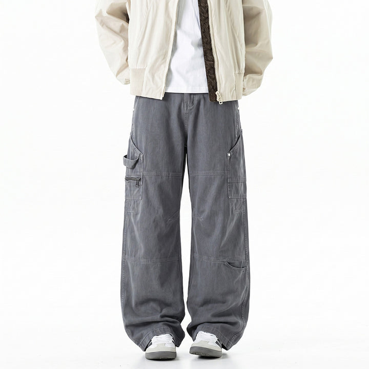 Damen Weite Utility-Cargo-Hose mit elastischem Bund, Multifunktionstaschen und Workwear-Details Mune Fashion
