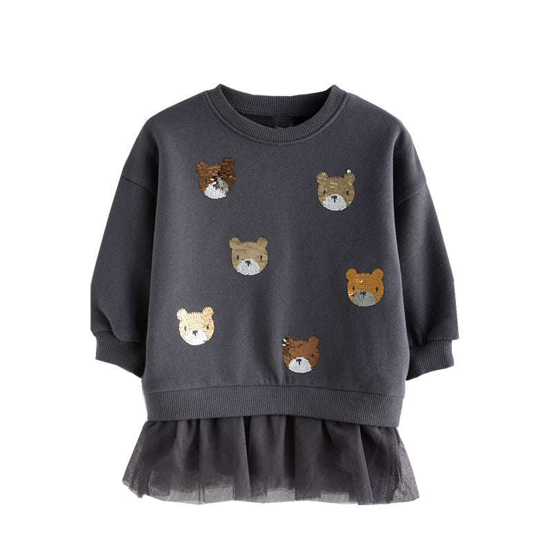 Girls sweatshirt with tulle underskirt and animal appliqués Mune Fashion
