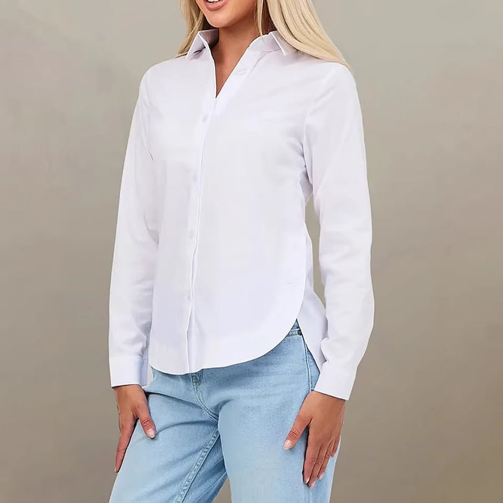 Women's Elegant Cotton Blouse with Button Details