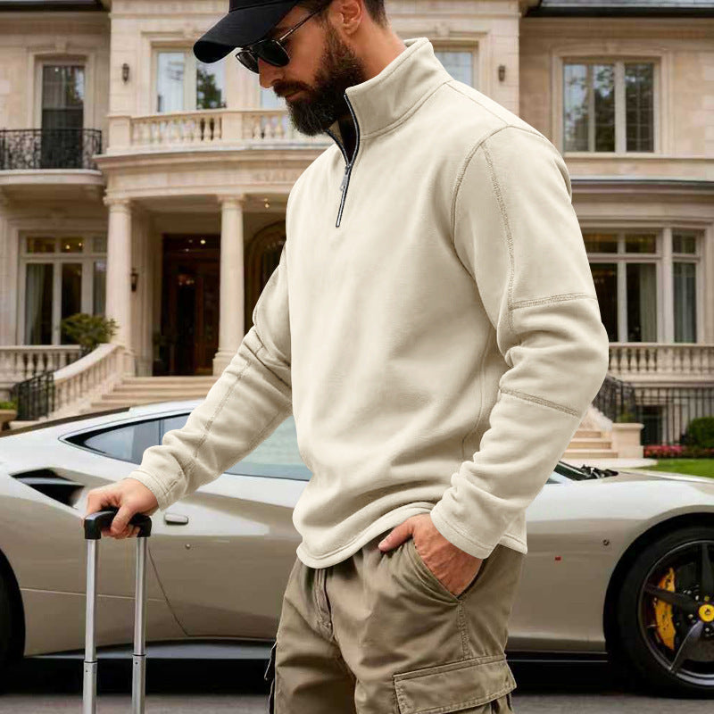 Men's half-zip fleece pullover with stand-up collar, reinforced seams and travel-optimized cut Mune Fashion