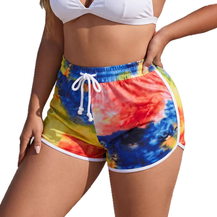 Women's sporty swim shorts with colorful tie-dye pattern Mune Fashion