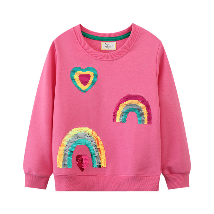 Girls sweatshirt with glittering rainbow appliqués Mune Fashion