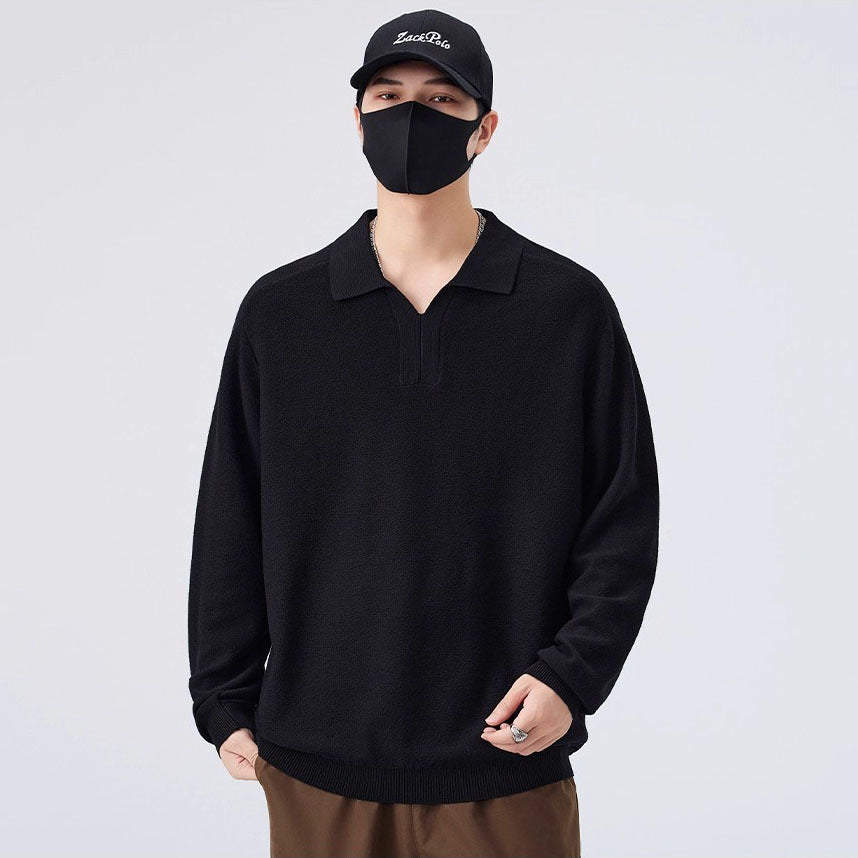 Men's Stylish Long Sleeve Sweater with V-Neck Mune Fashion