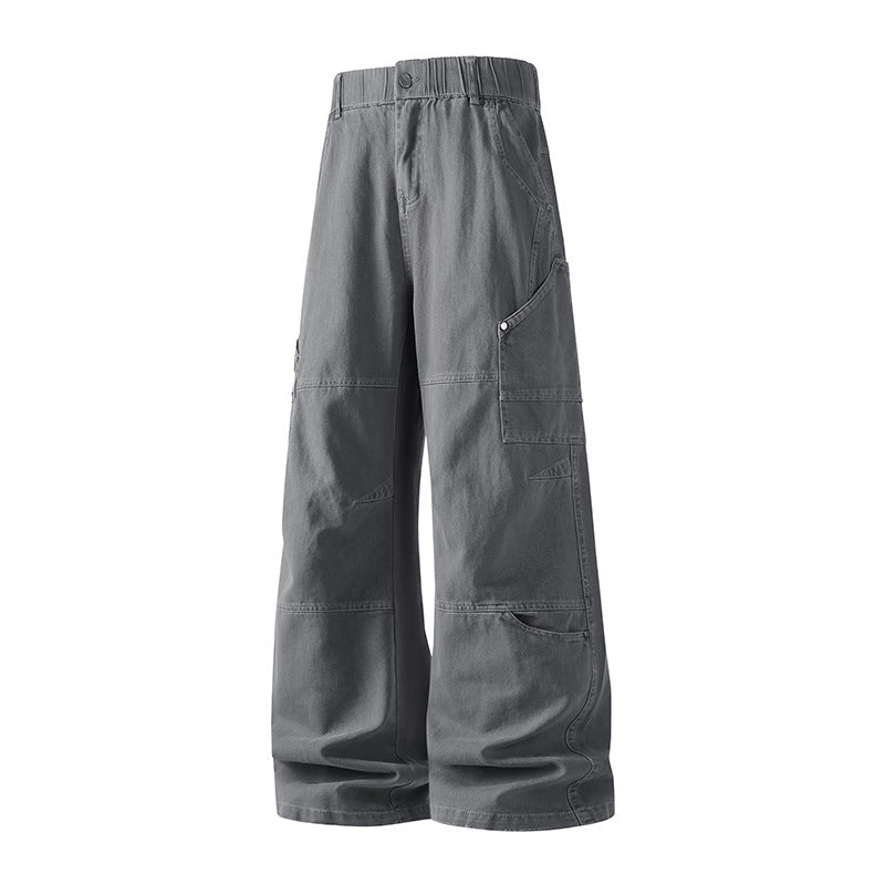 Damen Weite Utility-Cargo-Hose mit elastischem Bund, Multifunktionstaschen und Workwear-Details Mune Fashion