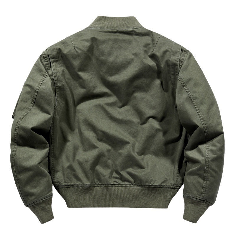 Men's Short Cut Utility Bomber Jacket with Zipper, Arm Pocket and Applied Flap Pockets Mune Fashion