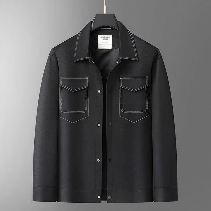 Men's shirt jacket in leather look with applied chest pockets and snap button placket Mune Fashion