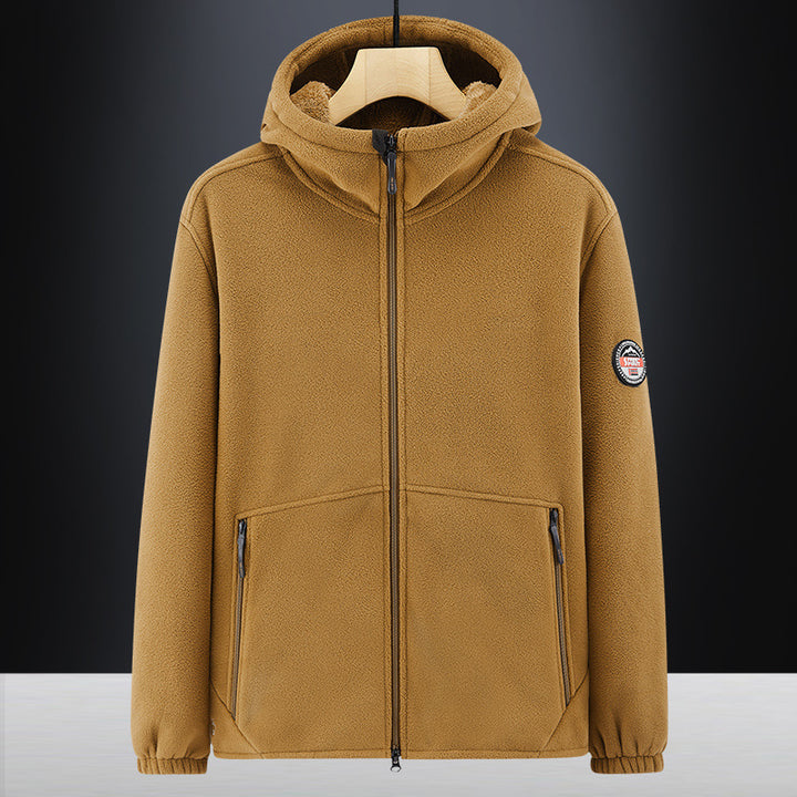 Men's Insulated Fleece Hoodie Jacket with Sherpa Lining and Two-Way Zipper Mune Fashion