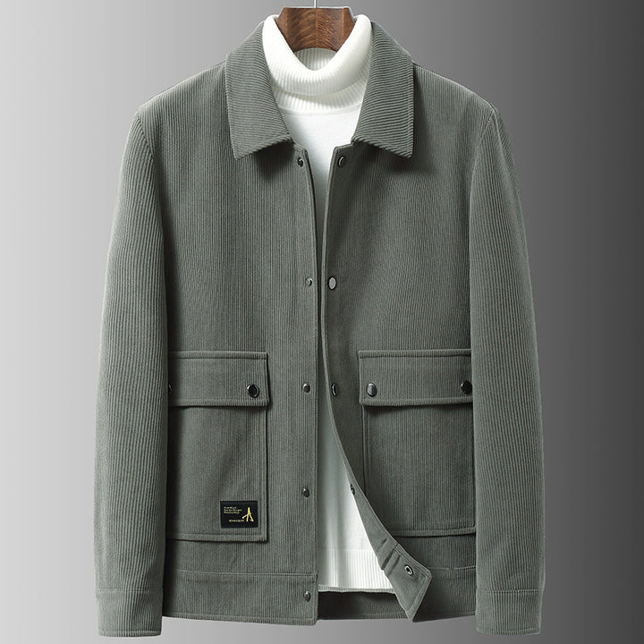 Men's cord jacket with utility pockets and snap button closure Mune Fashion