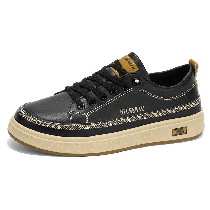 Women's Fashionable Leather Sneakers with Comfortable Cushioning and Slip-Resistant Sole Mune Fashion