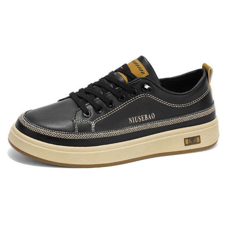 Women's Fashionable Leather Sneakers with Comfortable Cushioning and Slip-Resistant Sole Mune Fashion