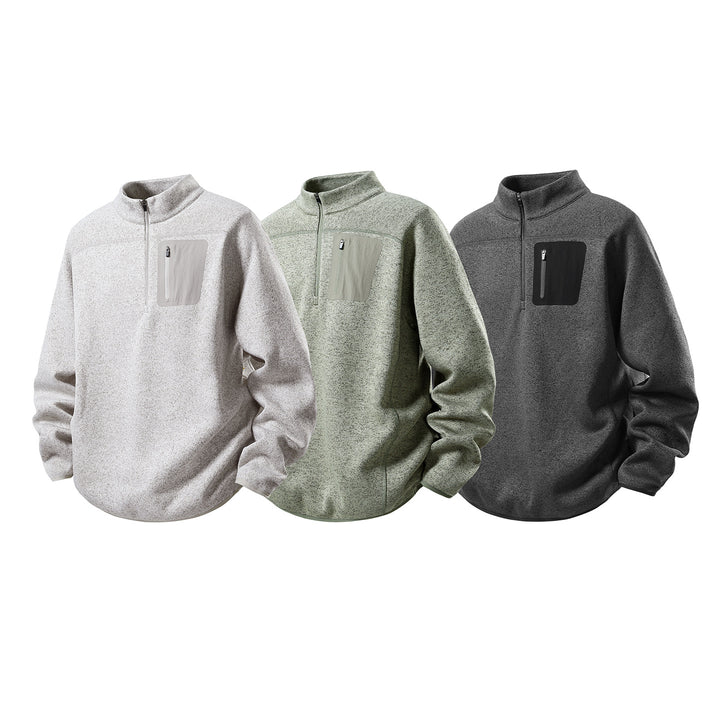 Herren Halbzip-Fleecepullover mit Brustreißverschlusstasche und Stehkragen Mune Fashion
