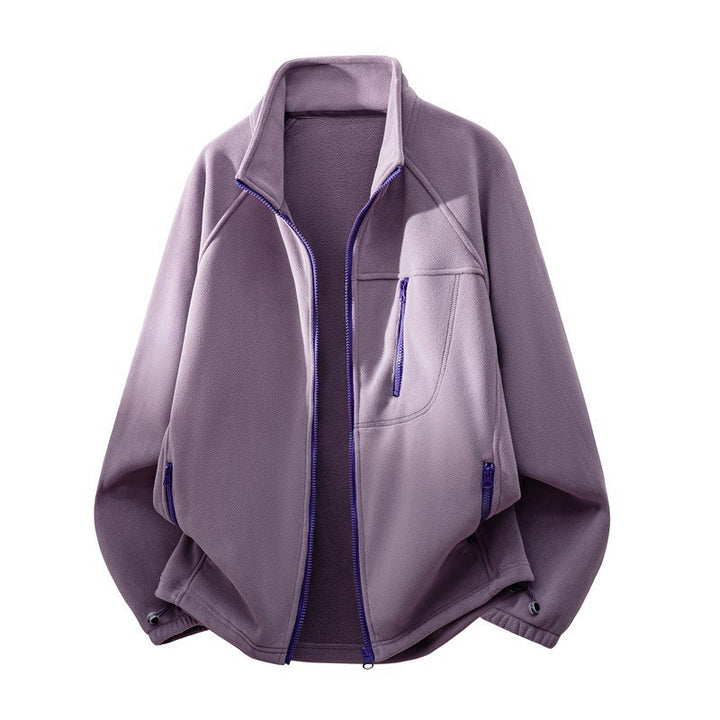 Men's fleece jacket with high stand-up collar, multiple zip pockets, and ergonomic raglan cut Mune Fashion