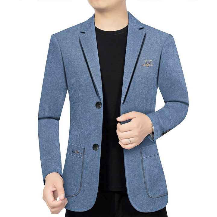 Men's Casual Blazer in Denim Look with Slim Fit and Patch Pockets Mune Fashion