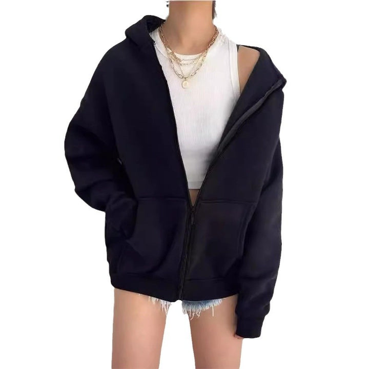 Women oversized hoodie jacket with zipper and kangaroo pockets Mune Fashion