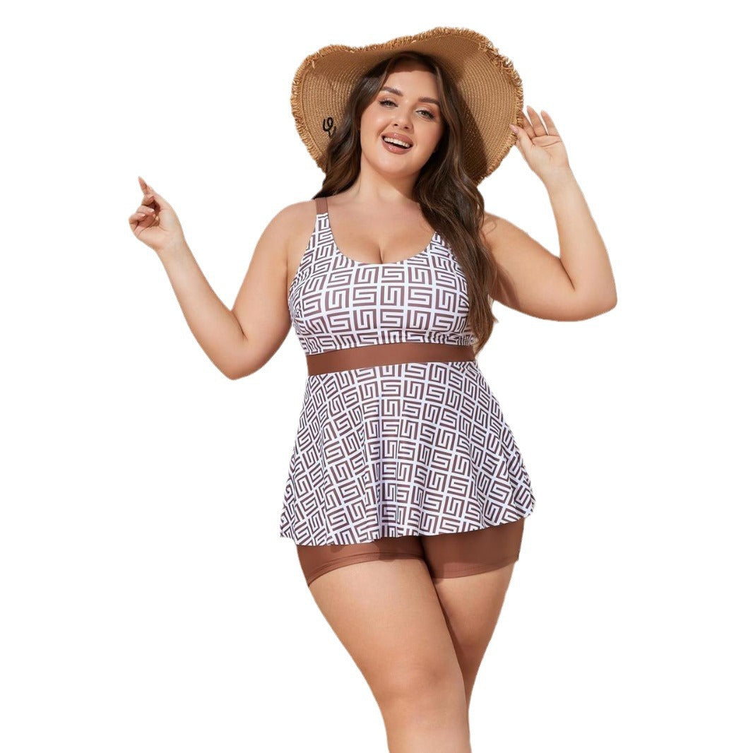Ladies Fashionable Tankini with Sculptural Pattern Applications Mune Fashion